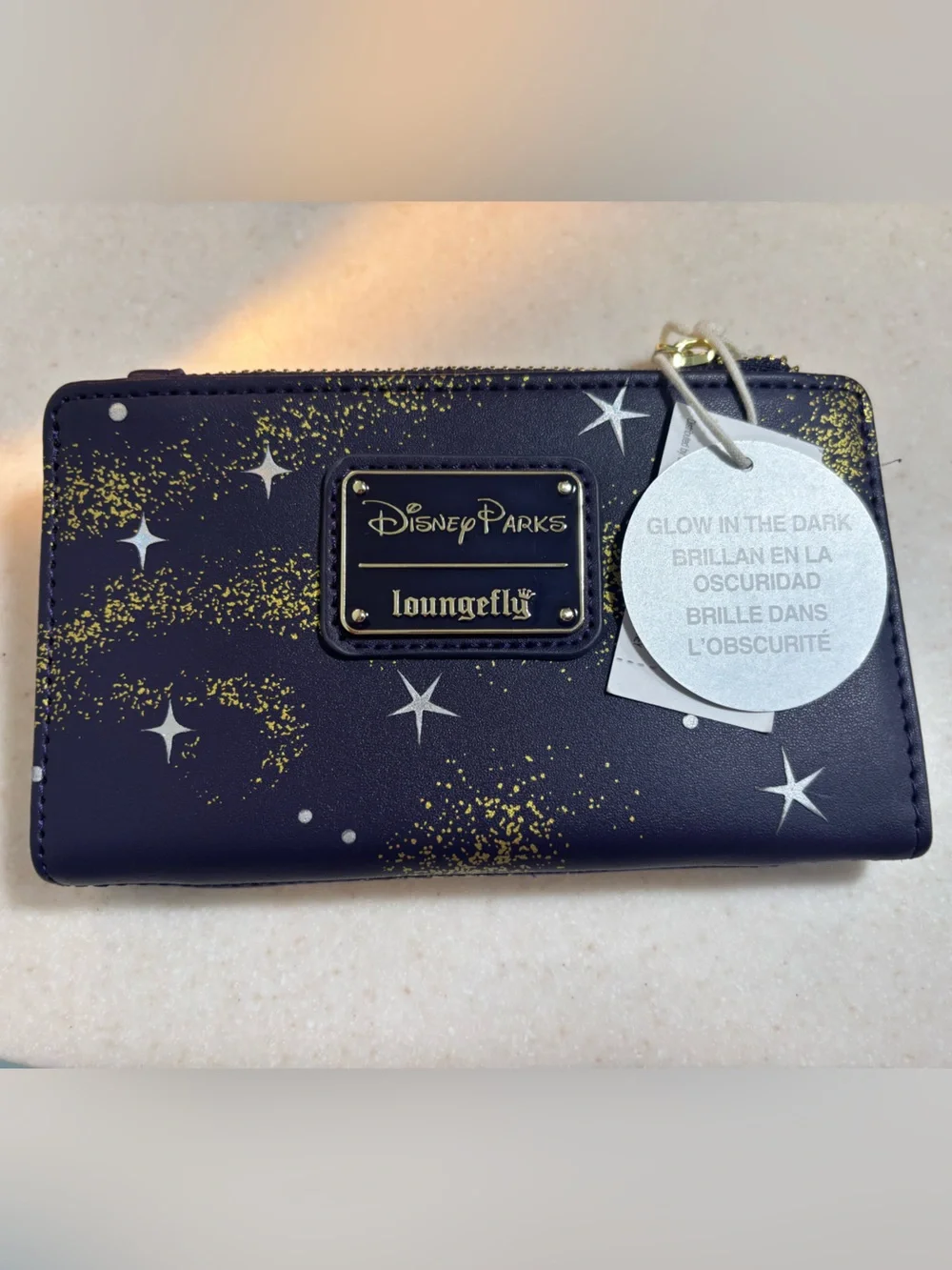 Disney Parks Loungefly Navy Wallet with Gold Star Dust